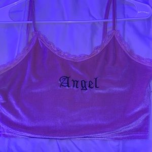 pink velvet angel top